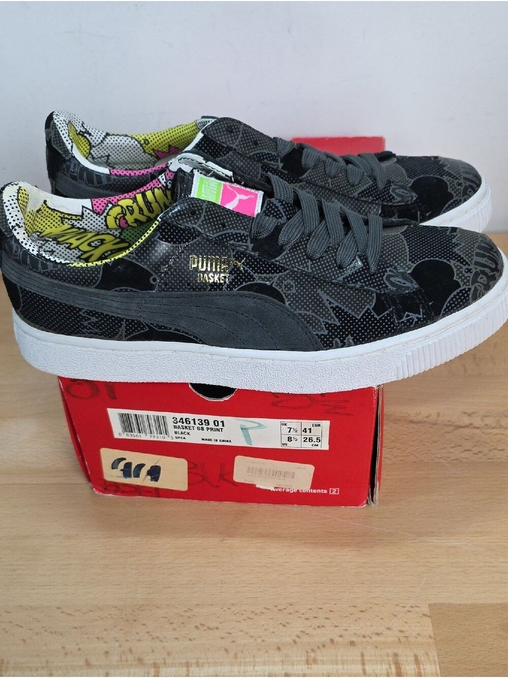 Comic Puma Basket Graphic Black Sneakers 8.5 Men
